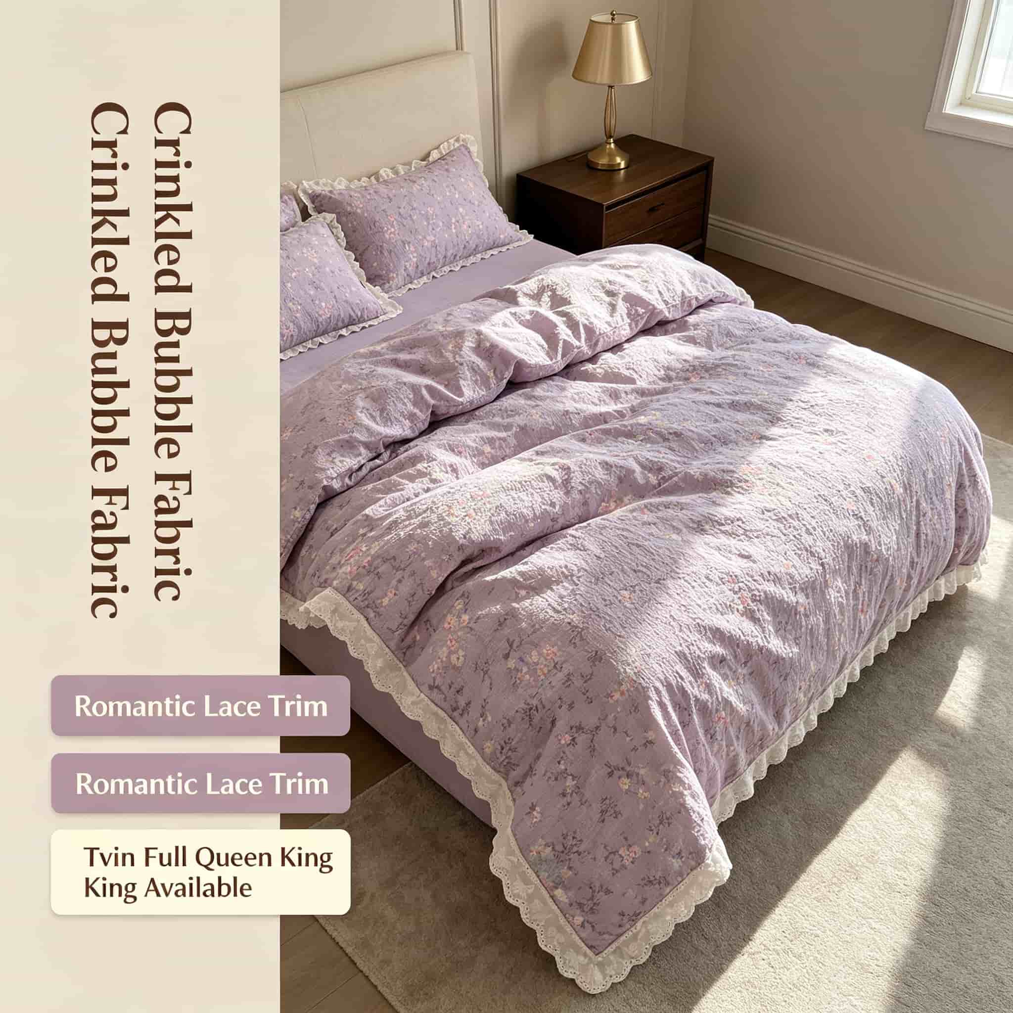 Aesthetic Floral Duvet Cover - Parures de lit en dentelle à