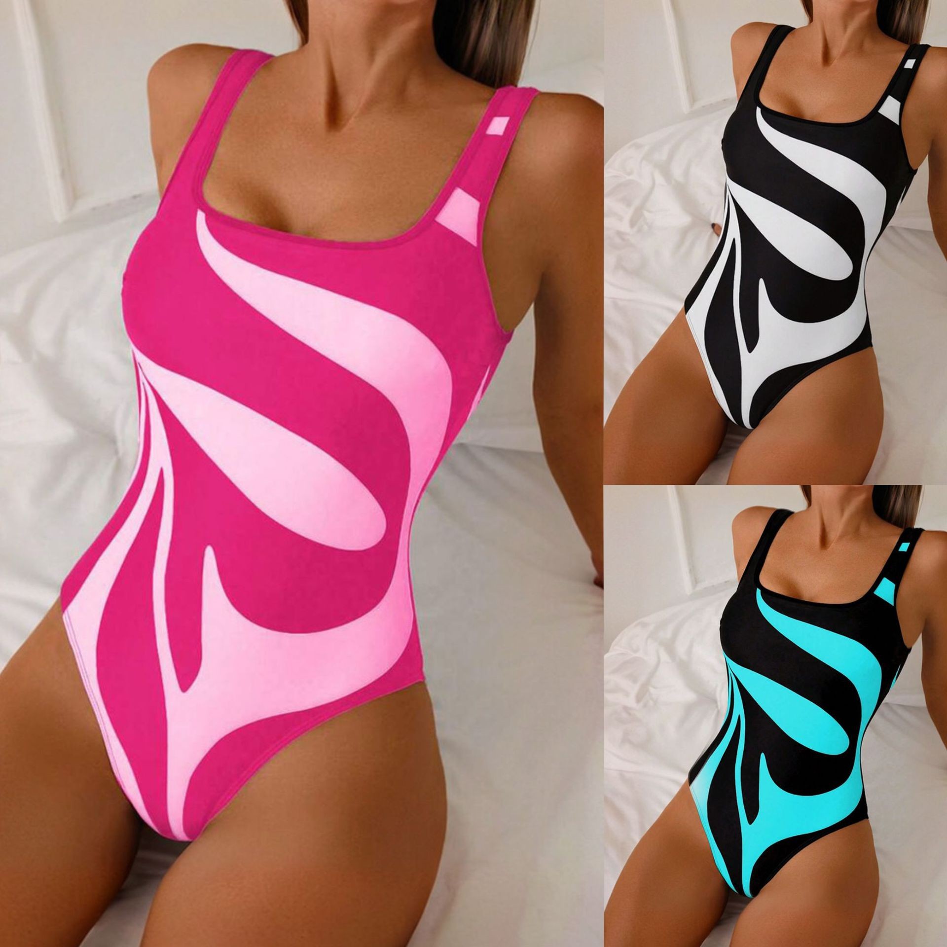 Bath - Tankini pour femme, imprimé abstrait, coupe