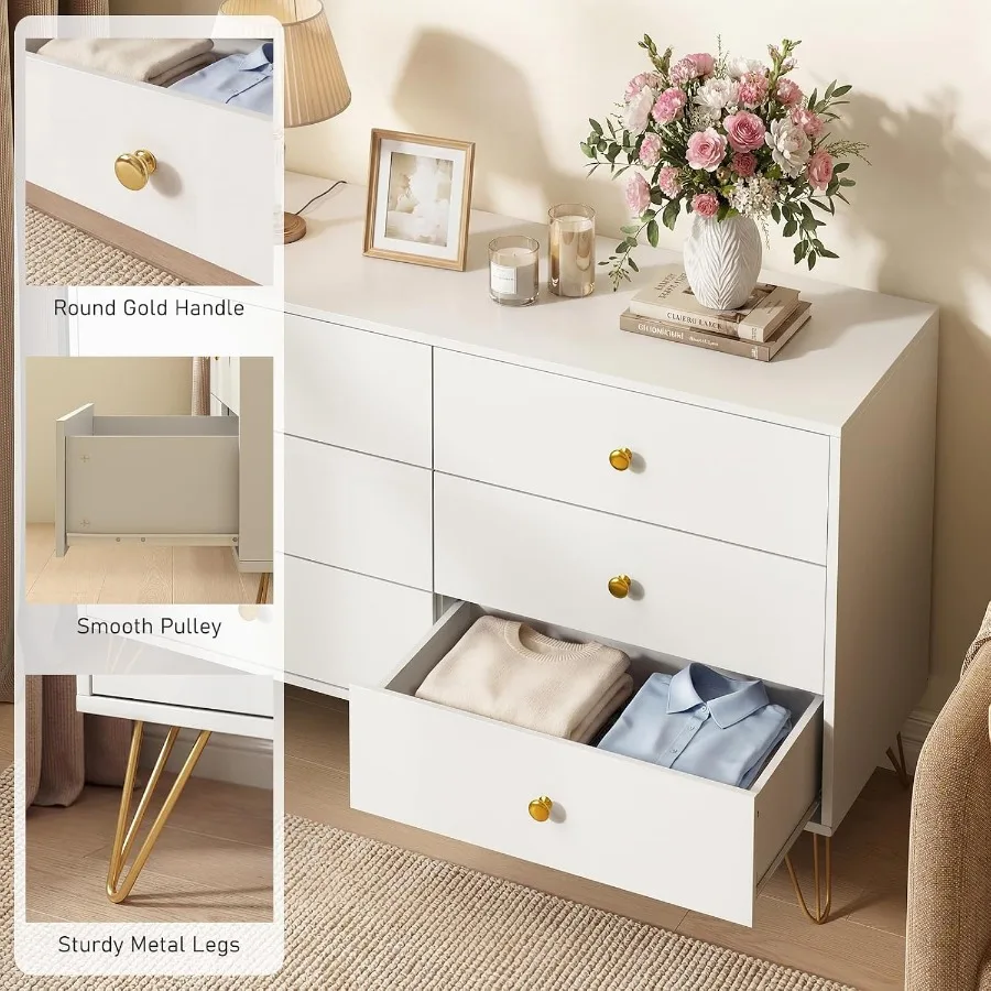 Commode blanche à 6 tiroirs po - Storage & Organization avis et prix