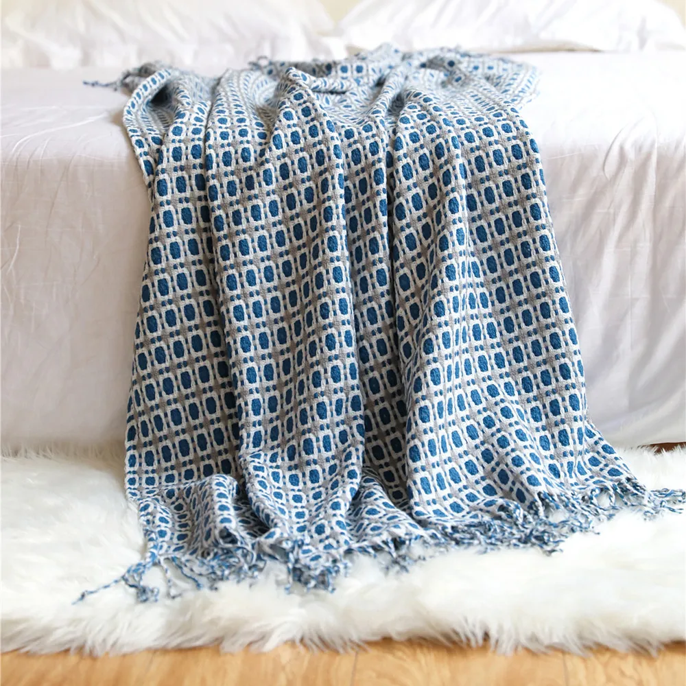 Plaid tissé jacquard à motif g - Boho Throw Blanket Fringe avis et prix